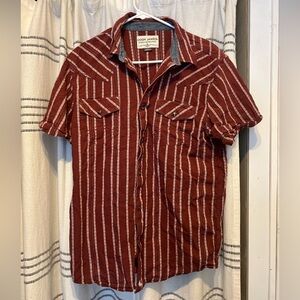 Men's pearl snap Red Striped Shirt
